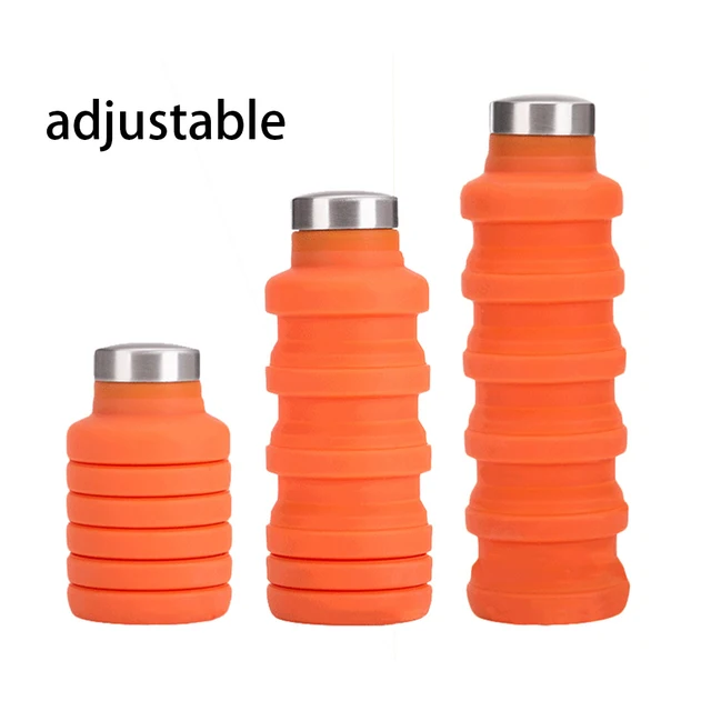 Amerteer Collapsible Silicone Sports Water Bottle - Compact Workout, Beach, Festival, Travel Drinking Foldable Water Bottles - Leak and Shockproof