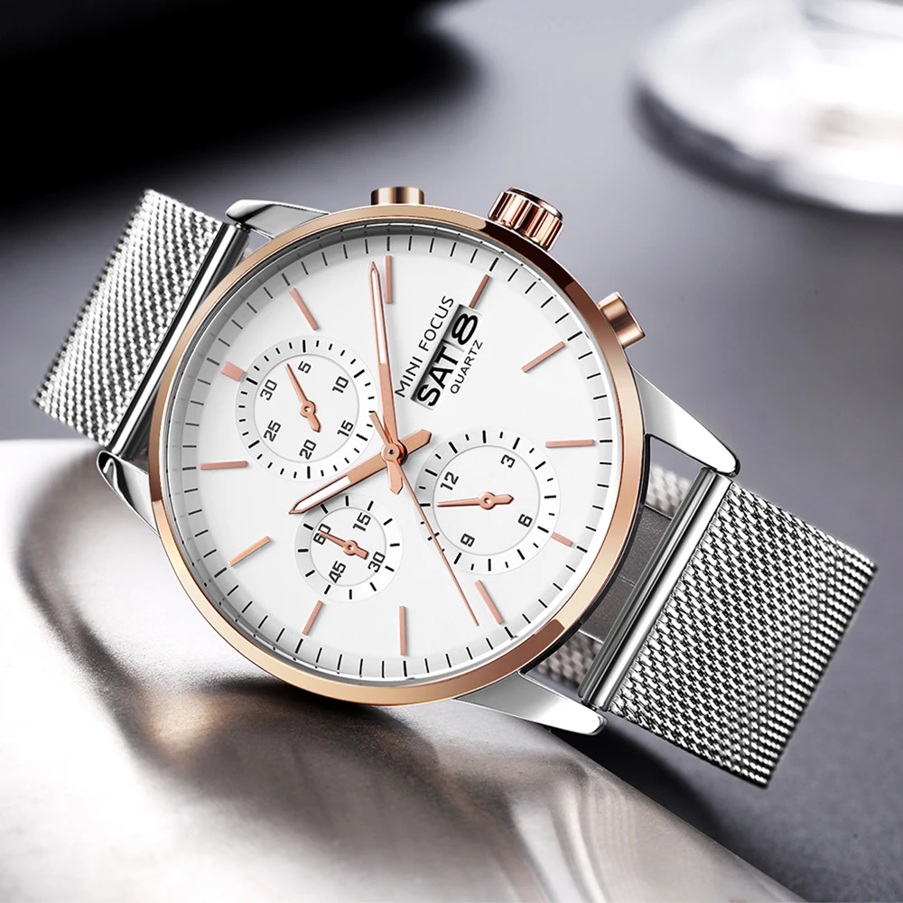 

White Face Luminous hands Brand Watch Men Waterproof Quartz Watch Male Full Steel Military Watches relogio masculino Whatch date