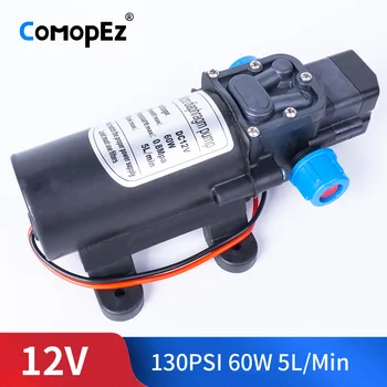 

Mini DC 12V 60W 130PSI 5L / Min Water High Pressure Diaphragm Pump Self-Priming Pump Automatic Switch For Garden Wagon