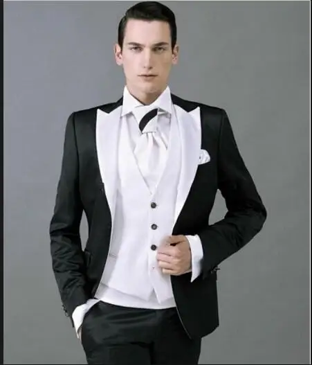 

Custom Made Newest Slim Fit Groom Tuxedos Black Best man Suit Peak Lapel Groomsman Men Wedding Suits Bridegroom(Jacket+Pants+Tie