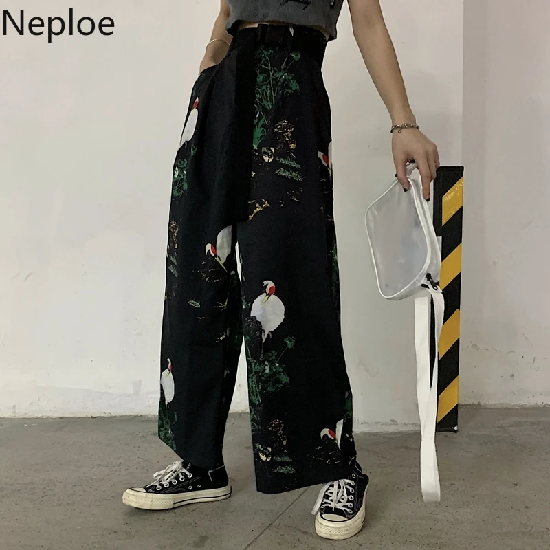 Neploe 2019 модная Корейская одежда Для женщин брюки Винтаж Janpanese печати широкий