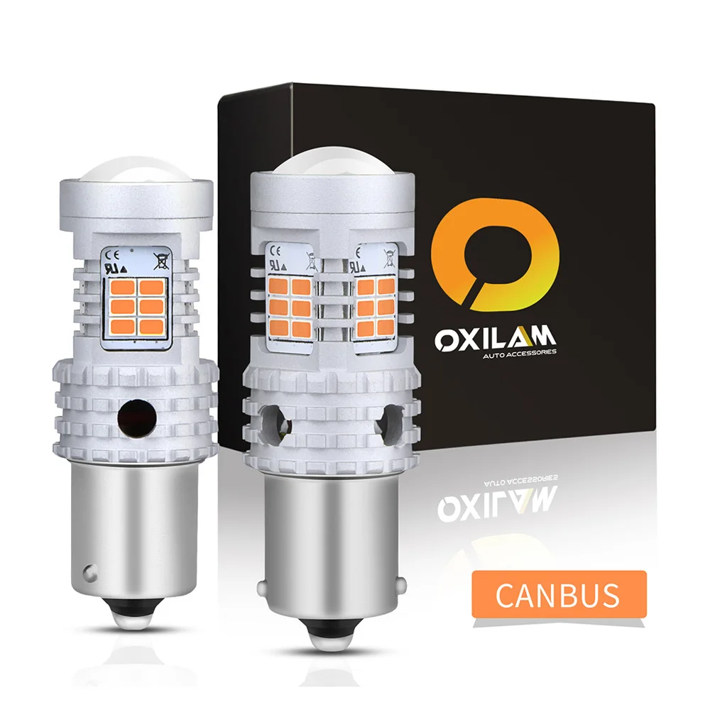 OXILAM P21W светодиодный Canbus Error Free Поворотная сигнальная лампа 1156 BA15S BAU15S 7440 светодиодный лампы нет Hyper Flash огни автомобиля 2200 к Янтарный 12V