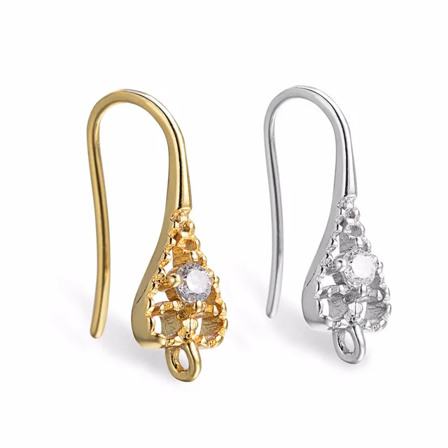 5pair Pure Gold Color Zircon Ear Wire Hook Clasps Earring Findings 5pair Pure Gold Color Zircon Ear Wire Hook Clasps Earring Findings For Nickle Free Components Cz