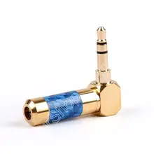 Areyourshop 1x Gold-Plated 3.5mm Stereo Right Angle Earphone Mini Plug Carbon Fiber Blue