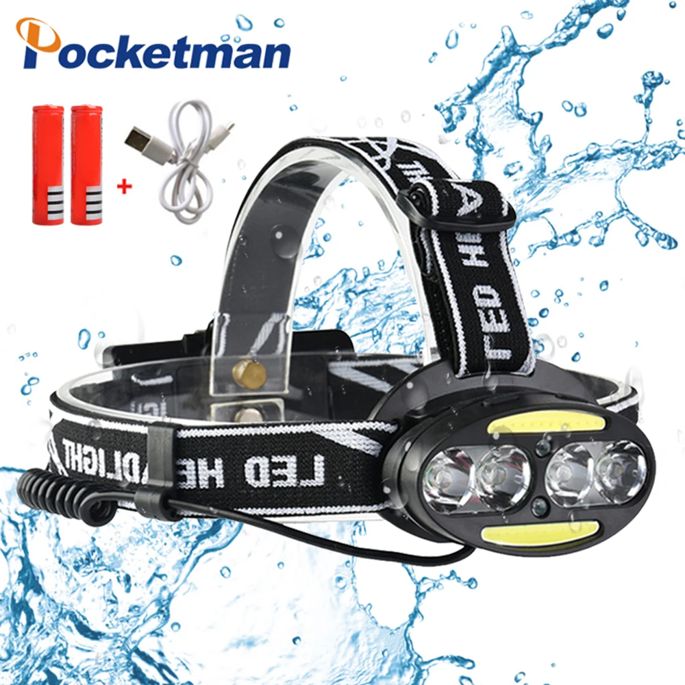 

Pocketman LED Headlamp High quality waterproof headlight with 18650/AAA Battery Rechargeable light for Camping/Climbing/Running
