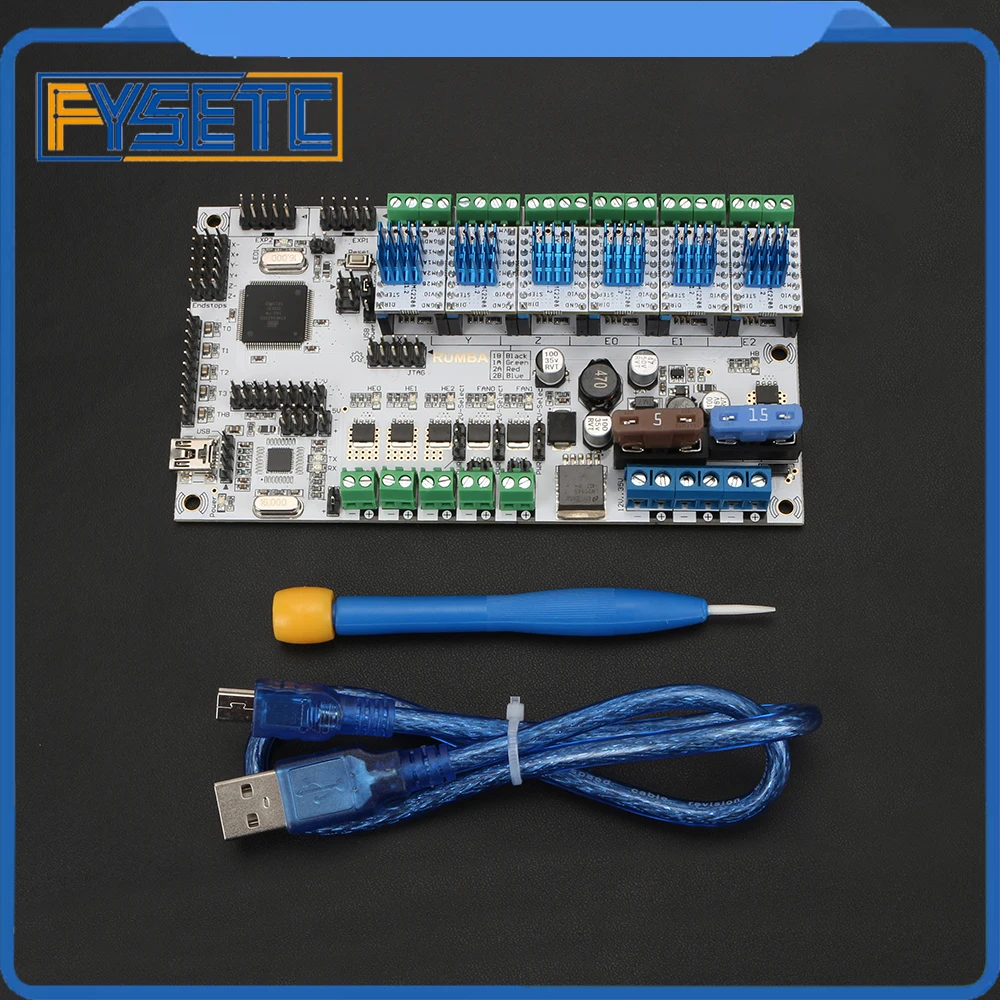 

Rumba Plus 3D Printer Start Kits Mother Board Rumba +Board With 6pcs TMC2208 V1.2 Stepper Driver 6pcs Heatsink For 3d Printer