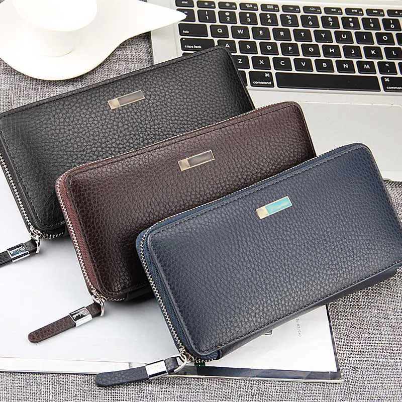 New Fashion Men Long Clutch Wallet Large Capacity PU Wallets Female Purse Lady Purses Phone Pocket Card Holder Carteras