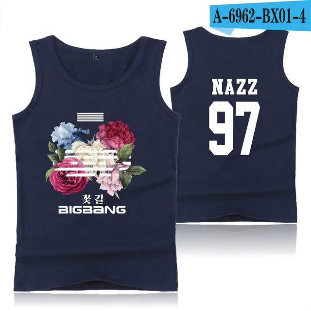 navy blue BIGBANG футболка без рукавов с цветочным принтом для бодибилдинга, большие размеры, топы на бретелях для мужчин, Летний жилет для фитнеса, хип-хоп топ на бретелях, мужская одежда Kpop - Цвет: navy blue