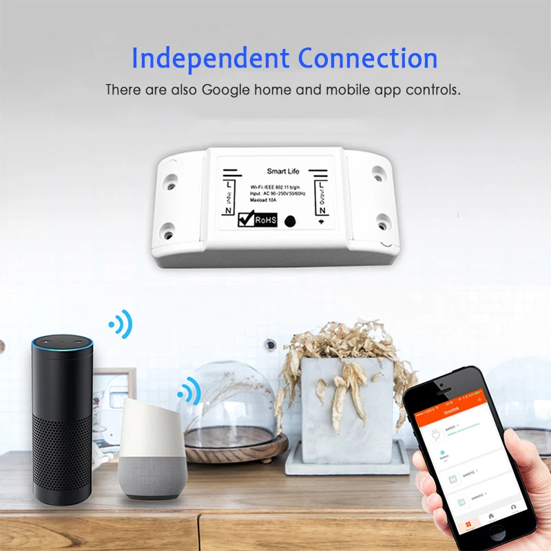 

Smart Light Switch DIY WiFi Universal Breaker Timer Smart Life APP Wireless Remote Control Works with Alexa Google Home