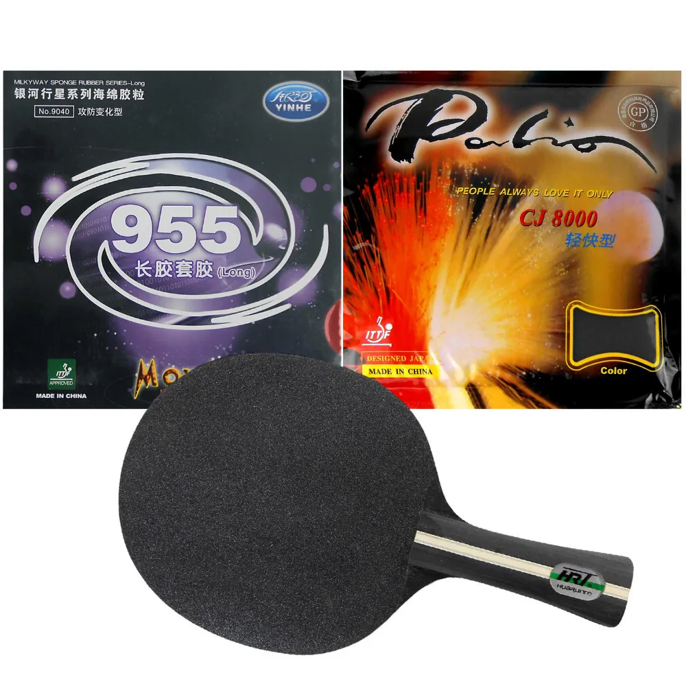 

Original Pro Table Tennis Racket HRT Black Crystal with Galaxy Yinhe 955 and Palio CJ8000 Light fast Long Shakehand FL