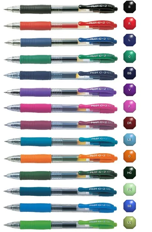 Pilot G-2 Gel Pens 0.5 mm 0.38 mm 0.7 1.0 Japan BL-G2 gel pens
