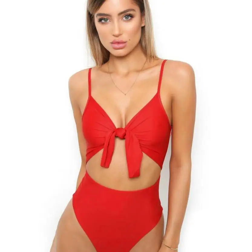 

Women's Piece Of Swimsuit Solid Bowknot Bikini Swimwear Beachwear Bathing Suit