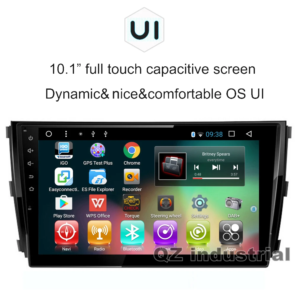 Perfect QZ industrial HD 10.2" 2.5D 8core Android 8.1 T8 for ZOTYE T600 2014-2017 Car DVD player with 3G 4G WIFI Radio Navi GPS RDS Map 1