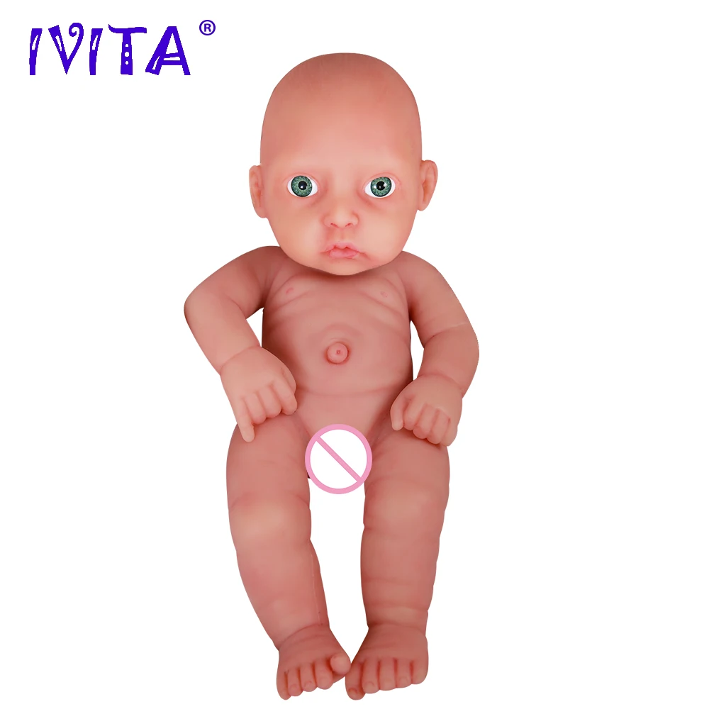 

IVITA 850g 11inch Cute Hair painted FULL BODY SILICONE Reborn Baby Doll Boy Lovely Infant Newborn Baby Toys With Colthes