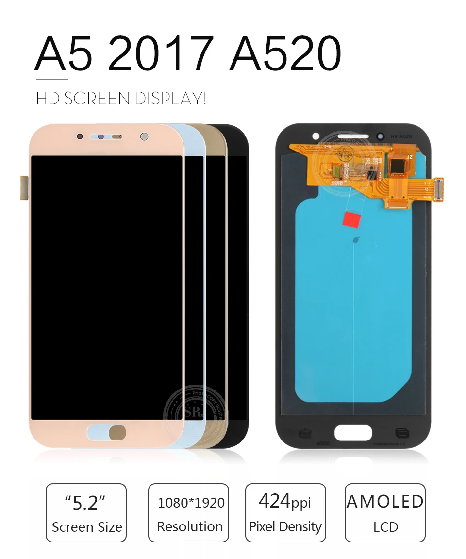 5," для samsung A520 lcd A520 A5 lcd для samsung A5 A520 дисплей ЖК-экран сенсорный дигитайзер сборка