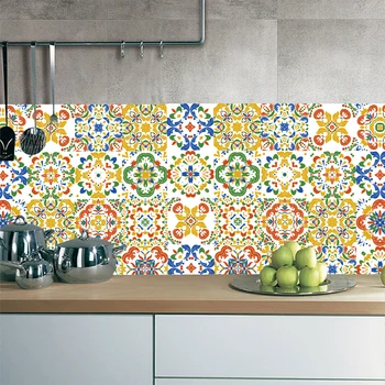 10152030cm Yellow Element Strip Tiles Wall Sticker Bathroom Kitchen Window Glass Decoration Wallpaper Art Mural Wall Decals