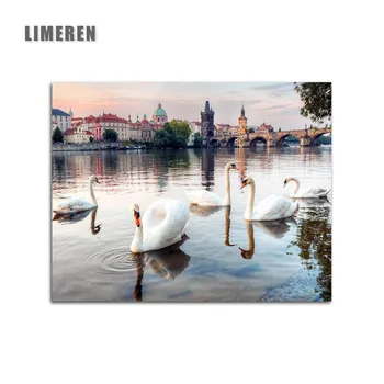 

Digital Diy Oil Painting By Numbers Figure Wall Decor Picture On Canvas Oil Paint Coloring By Number Drawing Animals Swan