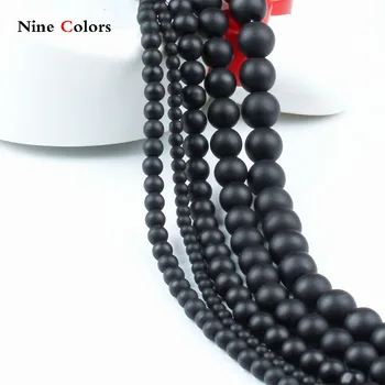 

Black Dull Polish Matte Onyx Agata Round natural stone Beads Strand 4 6 8 10 12 MM Pick Size ST040