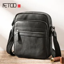 AETOO Leather shoulder bag men's casual Messenger bag head layer leather vertical men's Korean version of the trend diagonal