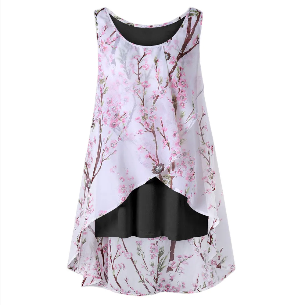 

Camisole Tops Sexy Women Tank Top Streetwear Tropical Floral Print Boho Sleeveless Casual Long Tank Top T-Shirt Vest Femme Camis