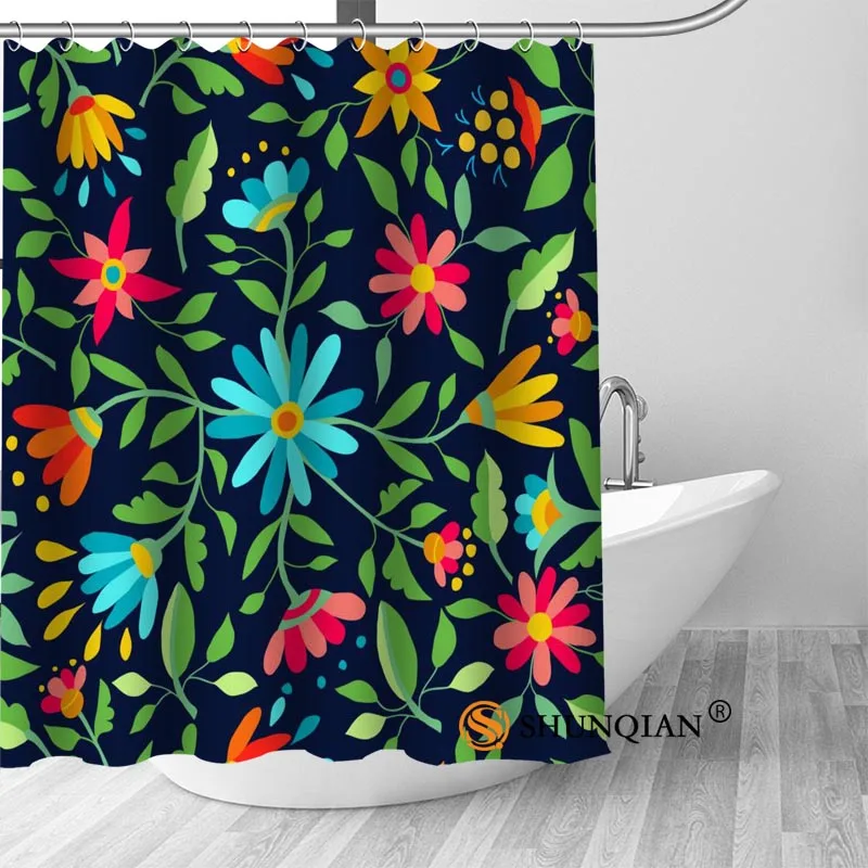 New Flower Pattern Shower Curtain Bathroom Decorations For Home