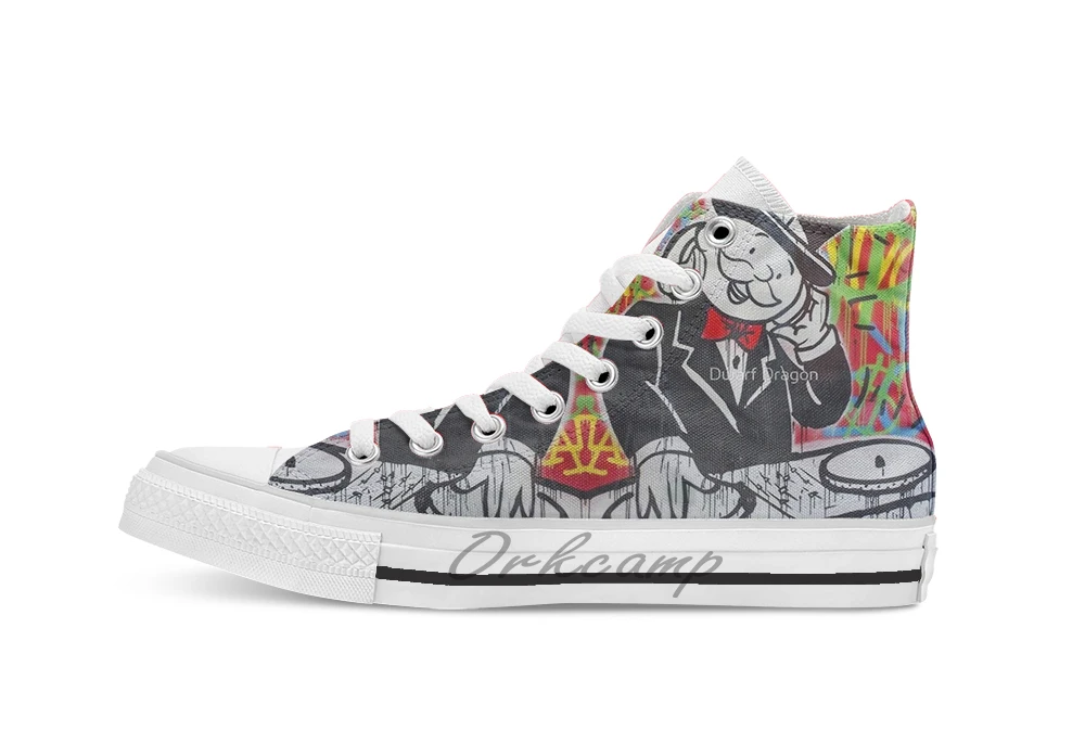 

DJ Rich Uncle Pennybags Unisex High Top Canvas flat Casual Custom shoes Drop Shipping