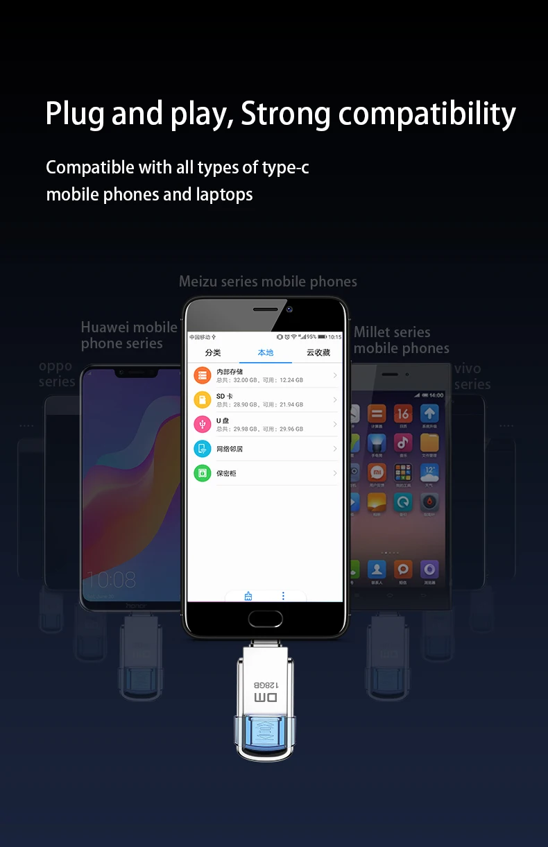DM PD119 USB флеш-накопитель 32 Гб OTG металлический USB 3,0 флеш-накопитель 64 Гб Тип C высокоскоростной мини-флеш-накопитель карта памяти