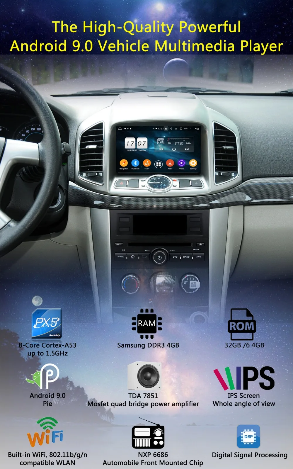 " ips 1920*1080 8 Core 4G ram+ 64G rom Android 9,0 автомобильный dvd-плеер для Chevrolet Captiva 2011- DSP радио gps Parrot BT Adas