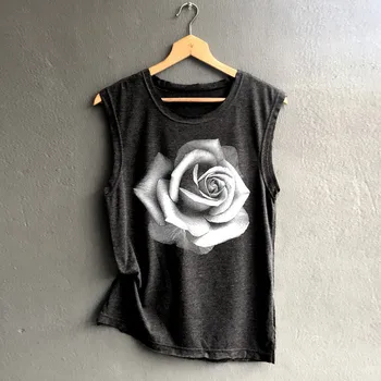 

Women Sleeveless Rose Print Casual Loose Tank Top Soft Comfortable Top Women Camisole Top Sleeveless Singlets Backless Vest #T5P