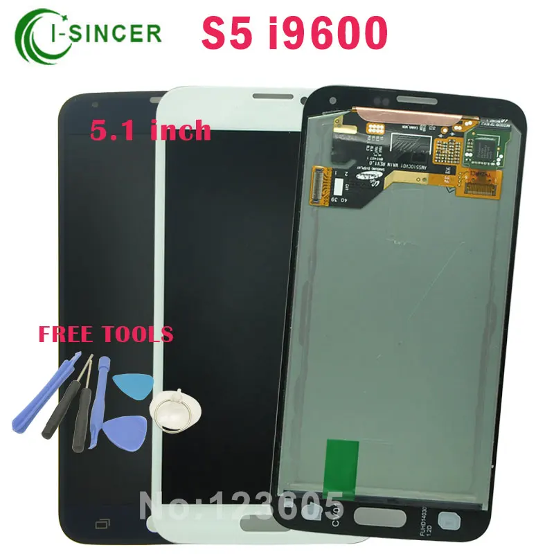 

5.1" White/black LCD For Samsung Galaxy S5 i9600 Full LCD Screen with Touch Screen Digitizer Assembly + Tools Free Shipping
