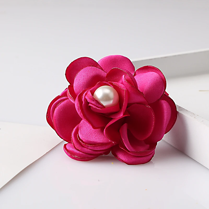 

Sweet Women Fabric Flower Hair Clips With Pearl Kids Girls Hair Accessories Wedding Elegant Rose Floral Hairpin Hair Grip