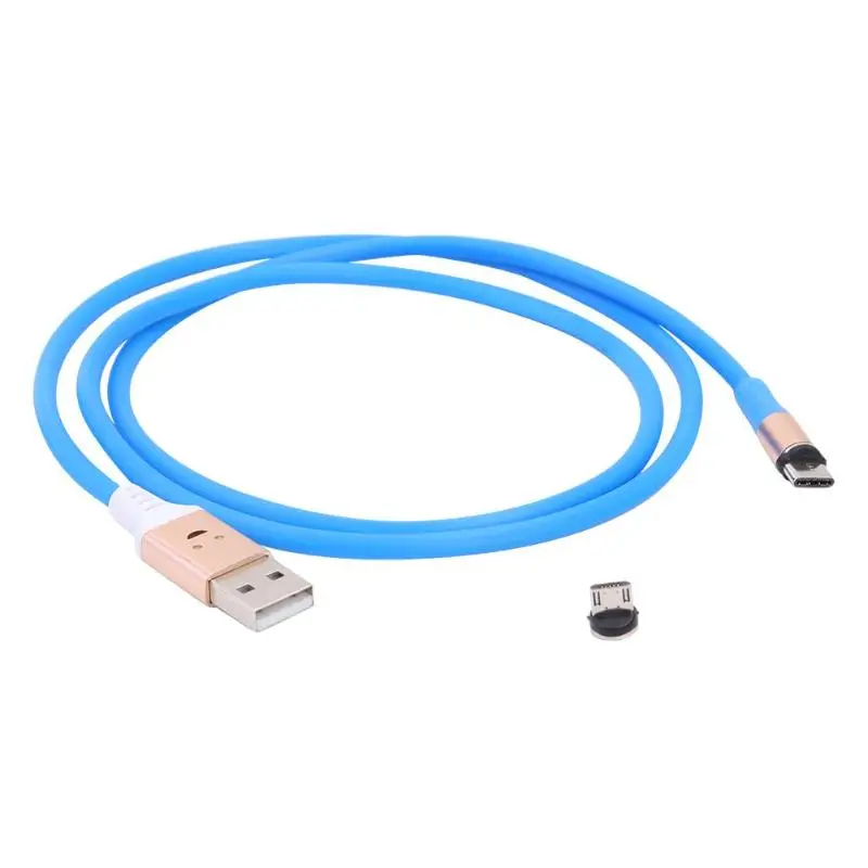 Магнитный кабель Micro usb type-C для зарядки и управления звуком, зарядное устройство для телефонов - Цвет: Синий