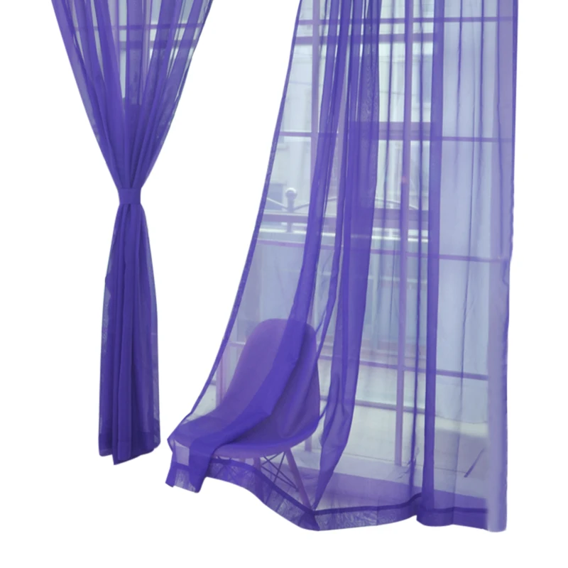 Hoomall 1 шт. Высококачественная однотонная свадебная ткань прозрачный оконный экран готовые шторы украшение для дома 100x200 см - Цвет: A09
