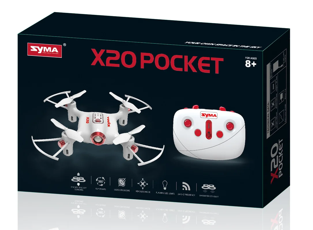 Syma X20 Мини RC Квадрокоптер 4 канала 2,4G Безголовый режим удержания высоты Черный Самолет Карманный Дрон игрушки Великобритания