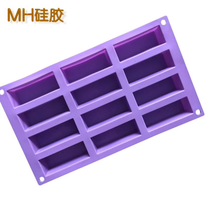 

12 rectangular handmade soap mold, small square soap, silica gel cold soap mold, silica gel, chocolate mold, baking.