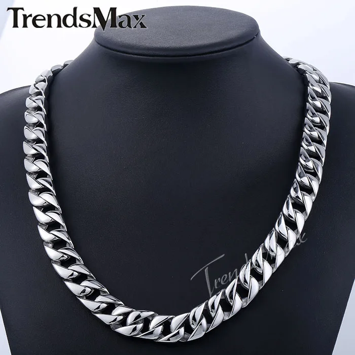 Тяжелая Мужская цепь Trendsmax 13 мм ожерелье для мальчиков гладкая панцирная