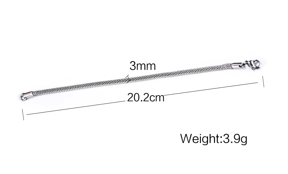 Lokaer 3 мм круглый сетчатый Браслет-цепочка из нержавеющей стали, розовое золото, серебро, тон, для мужчин и женщин, ювелирные изделия B18108