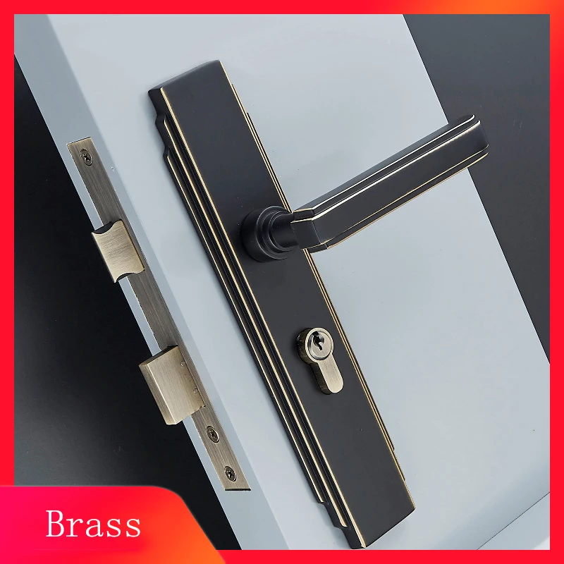  1Set American Style Brass Door Lock for Interior Doors Square Door Handle Anti-theft Room Safety Un - 33040808651