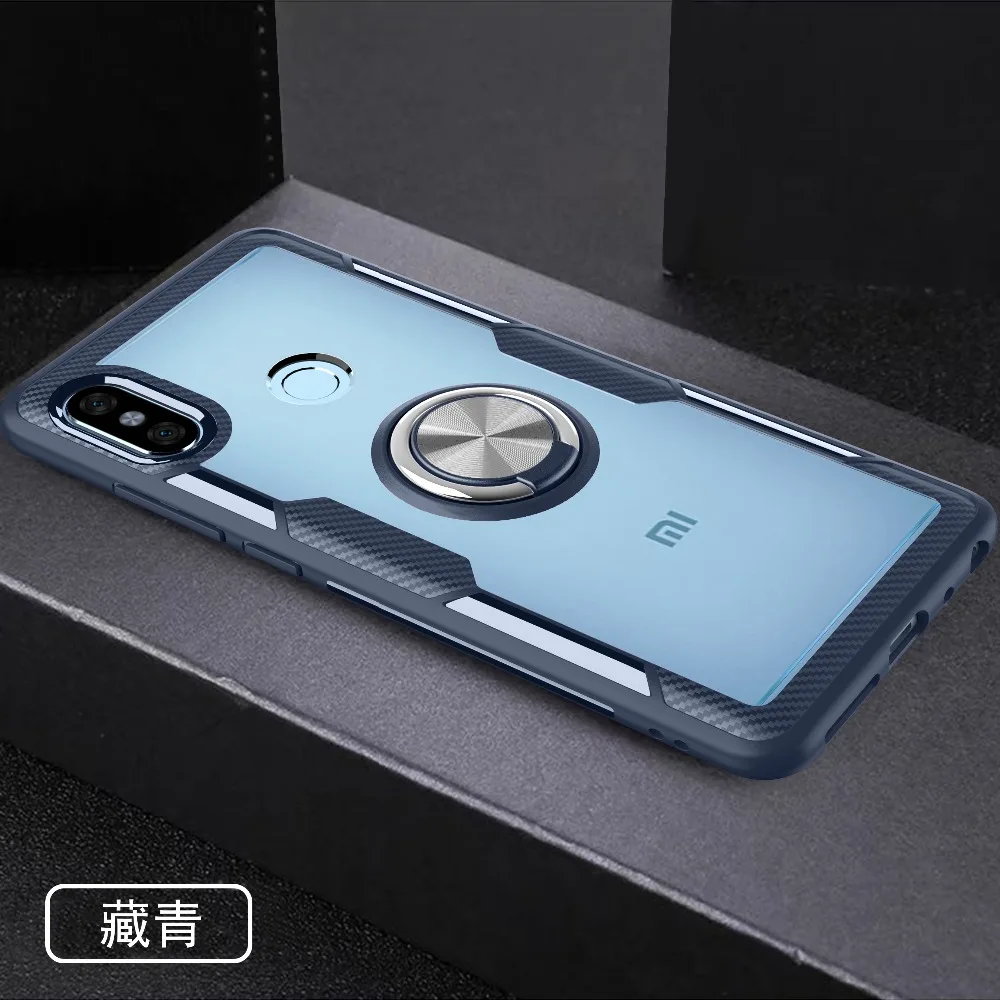 Xiaomi Redmi Note 5 Pro Чехол прозрачный PC+ углеродное волокно полная защита кольцо магнетизм для Redmi Note 5 Funda Caque 5,99"