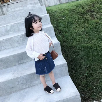 

Celveroso Girl Shirts new Spring Fashion White Color Baby Girls Blouses Cute Long Sleeve Ruffle Tops Versatile base Kids Cloth