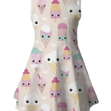 Летний костюм для детей платья мороженое, лед, леденец на палочке с принтом детская одежда без рукавов платье для девочек Платье принцессы для именинницы