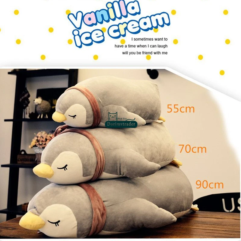 Dorimytrader pop lovely lying animal penguin plush pillow toy giant stuffed anime penguins doll cartoon pillow gift decoration 35inch 90cm DY61818  (10)