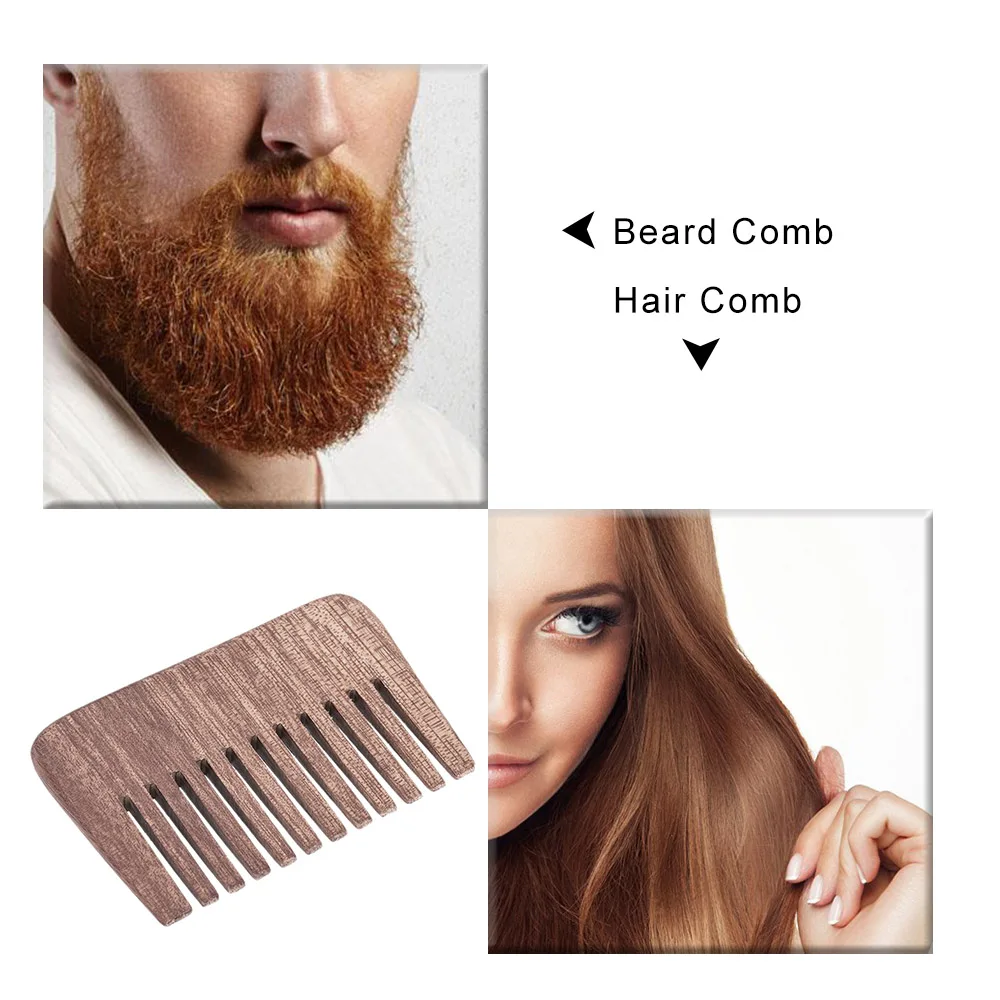 Для мужчин мини карман борода гребень деревянный Широкие зубы усы Комбс антистатические головы массаж кожи Расческа для для мужчин Для женщин