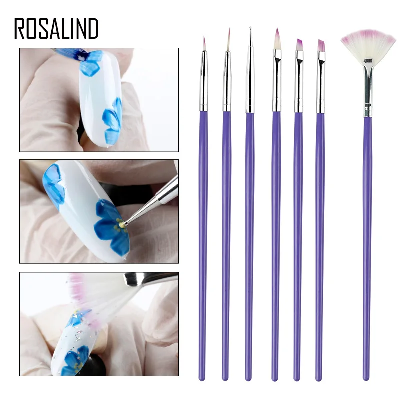 

ROSALIND Manicure Tools 7PCS/Set Nail Tip UV Brushes Dotting Painting Drawing Pen Builder Design for Beauty Decoration Nail Art
