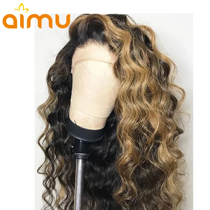 Water Wave 13*6 Fake Scalp& HD Ombre Highlight Blonde Invisible Undetectable Lace Front Real Human Hair Dyed Wig Remy Brazilian
