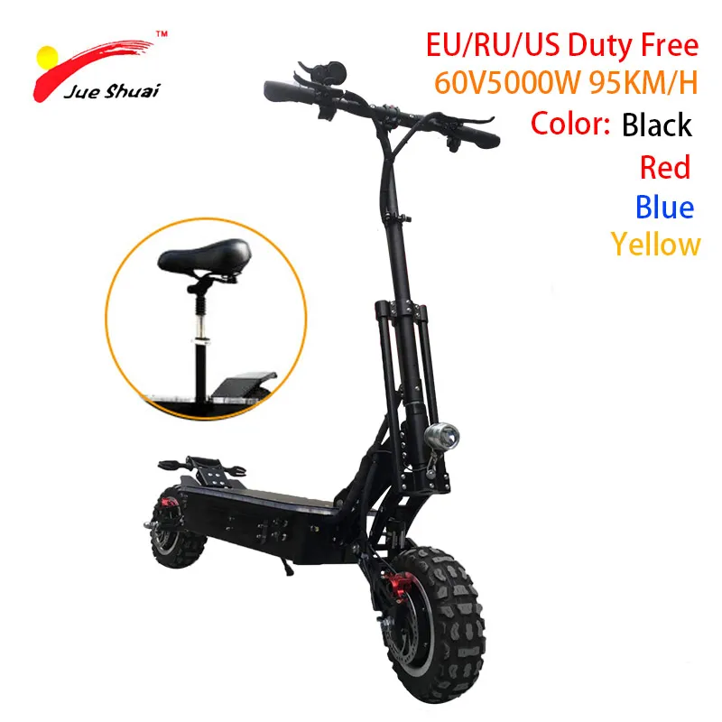 Best JS 60V 5000W 11inch Off Road Electric Scooter Super Powerful Brushless Motor Hoverboard CE Skateboard Ruimas For Unisex Adult 0