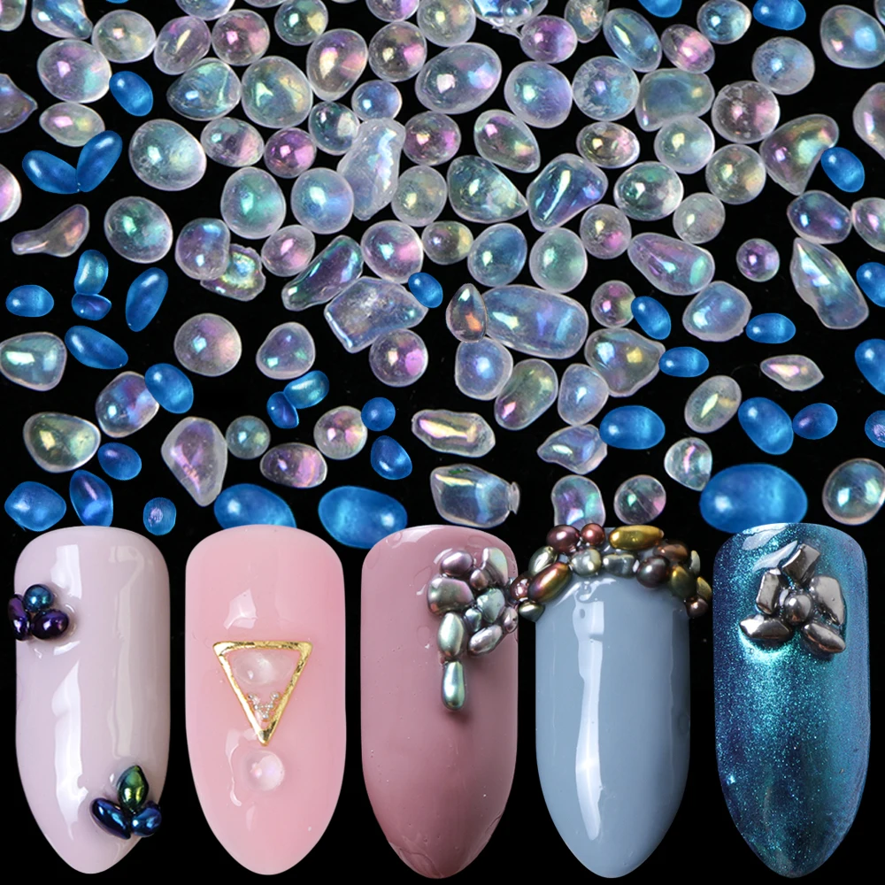 1pcs Mermaid Crystal AB Nail Art Rhinestones Irregular Rainbow Stone Bead Gem for 3D Nail