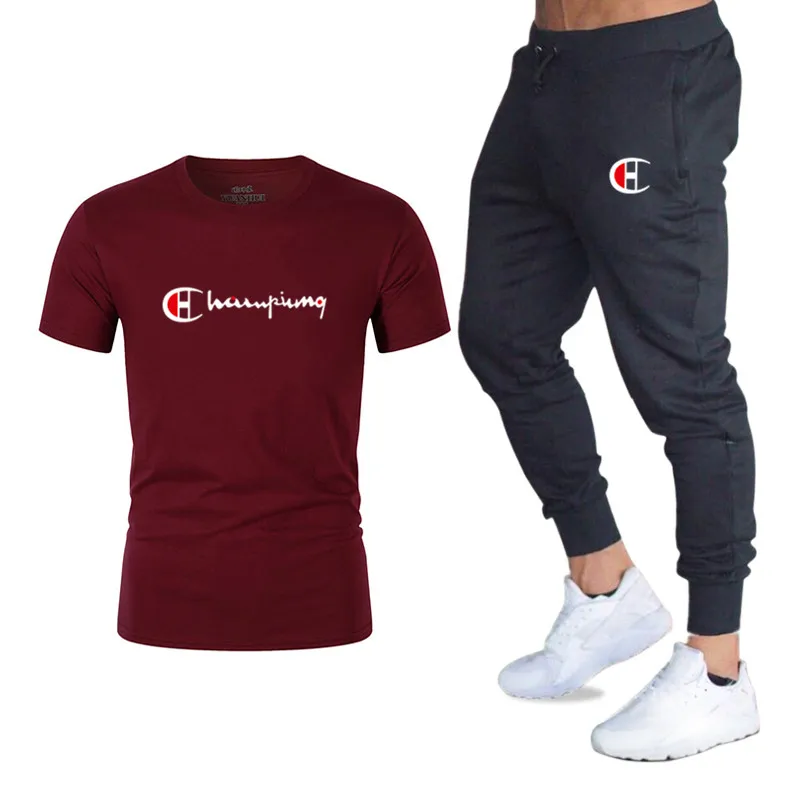 

Quality Men's Sets T Shirts+shorts men Brand clothing Two piece suit tracksuit Fashion Casual Tshirts Gyms Workout Fitness Sets