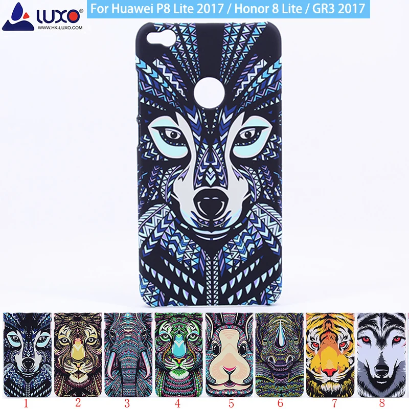 Luminous Forest King Animals Lion Wolf Owl Pattern Hard Cover Phone Case for Huawei P8 Lite 2017 Honor 8 lite GR3 | Мобильные