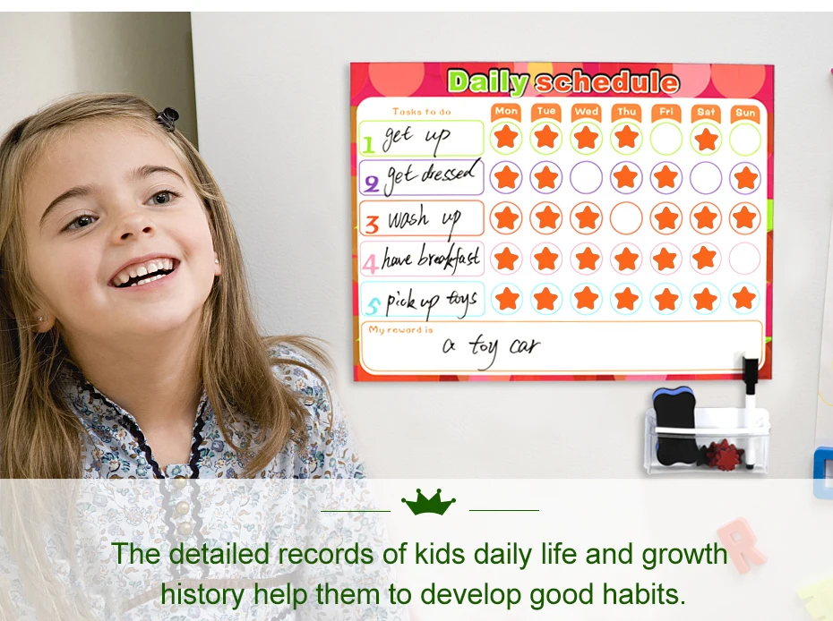 Dry Erase Magnet Weekly Planner Creative To-Do List Kids Schedule Magnetic Reward Chart 40 X 30 Cm_04